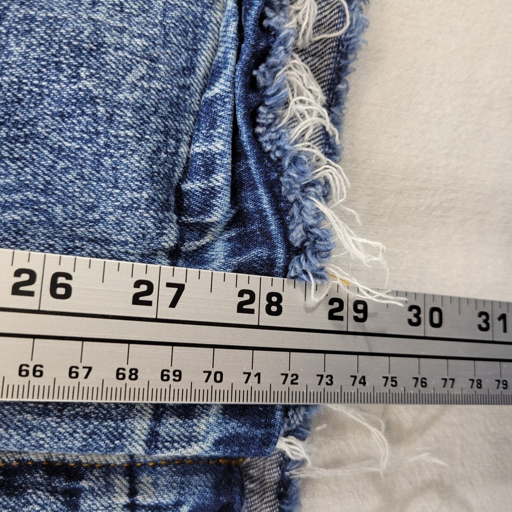 Pilcro Super Wide Leg Jeans Womens 24 Blue Patchwork High Rise Frayed Hem - Picture 10 of 12